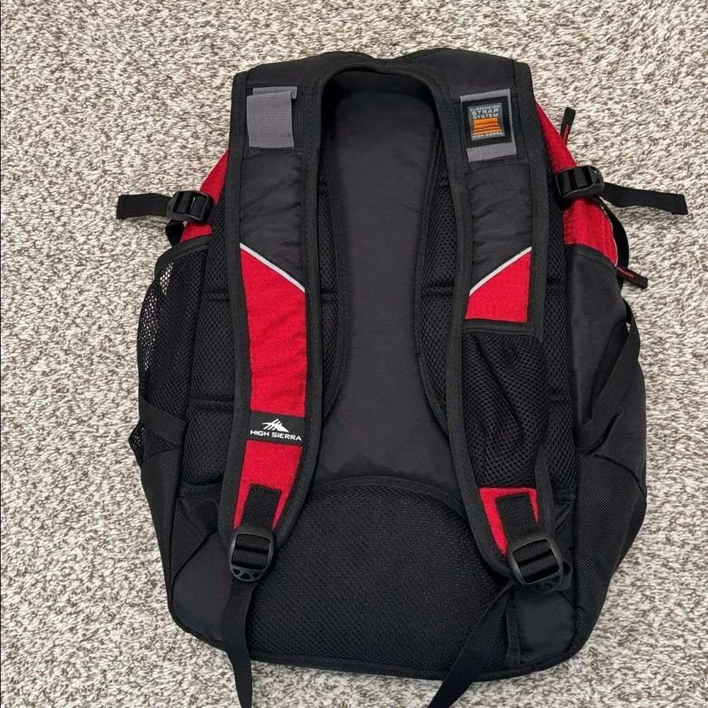 High Sierra red black backpack